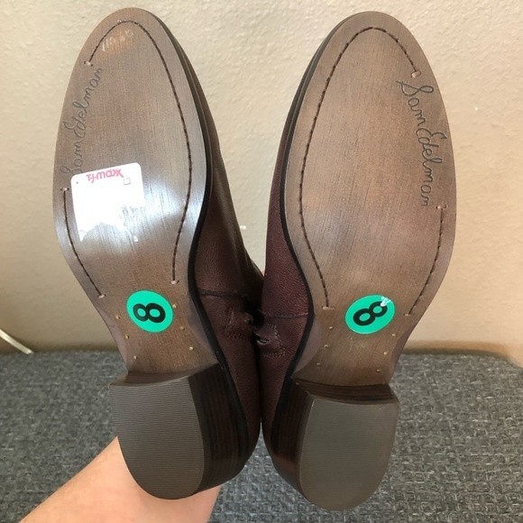 Sam Edelman Brown Black Textured Leather Petty Ankle Boot Womens 8M GUC - Picture 4 of 9